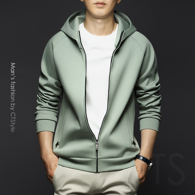 春秋季男士休闲夹克运动卫衣连帽长袖外套2022男装新款春装上衣服
