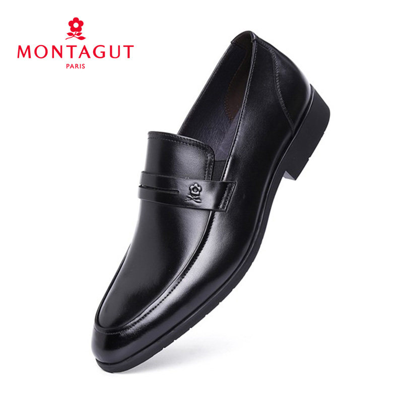 montagut梦特娇新款商务务正耐磨德比青年系带男士正装皮鞋