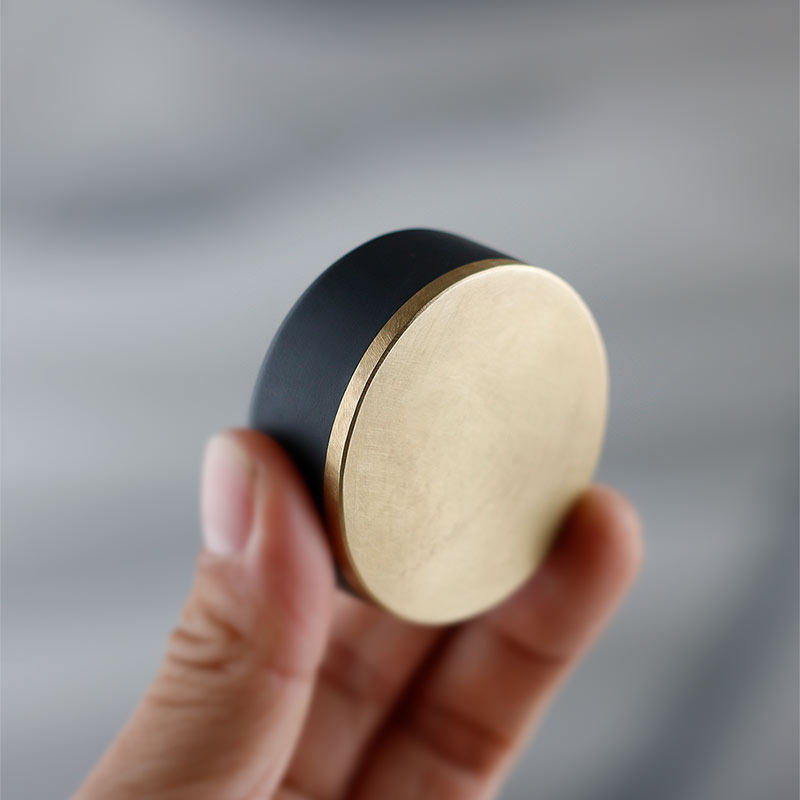 文房百集圆形镇手工黄铜歙砚创意书法镇纸书镇压镇纸