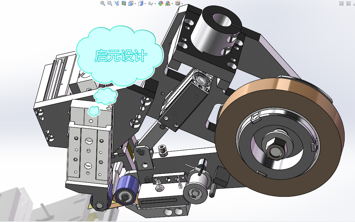 自动贴胶带机构3d图非标自动化设备3d机械3d模型非标自动化设计