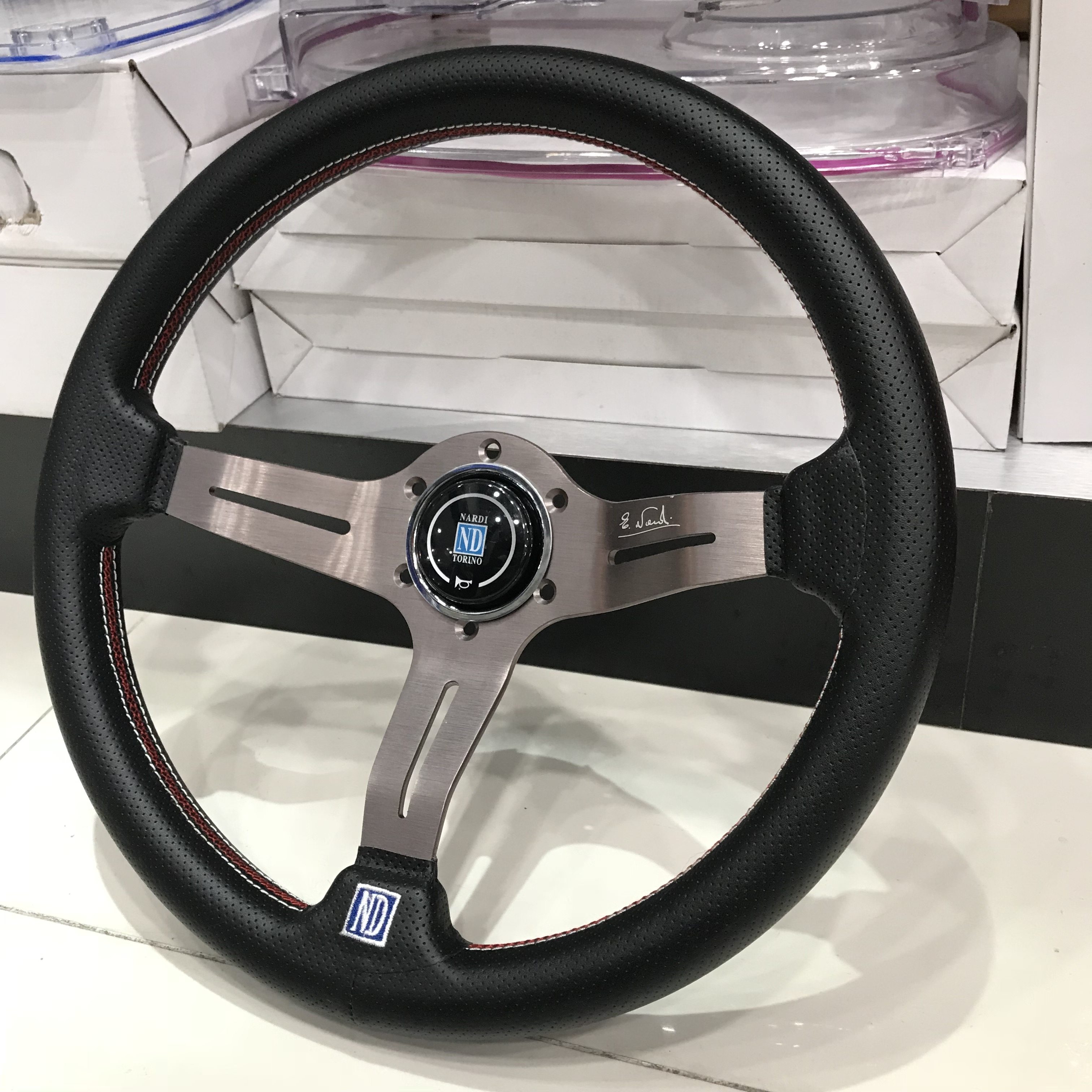 方向盘汽车改装赛车通用型nd真皮14寸新飞度飞度竞技全车改装套件