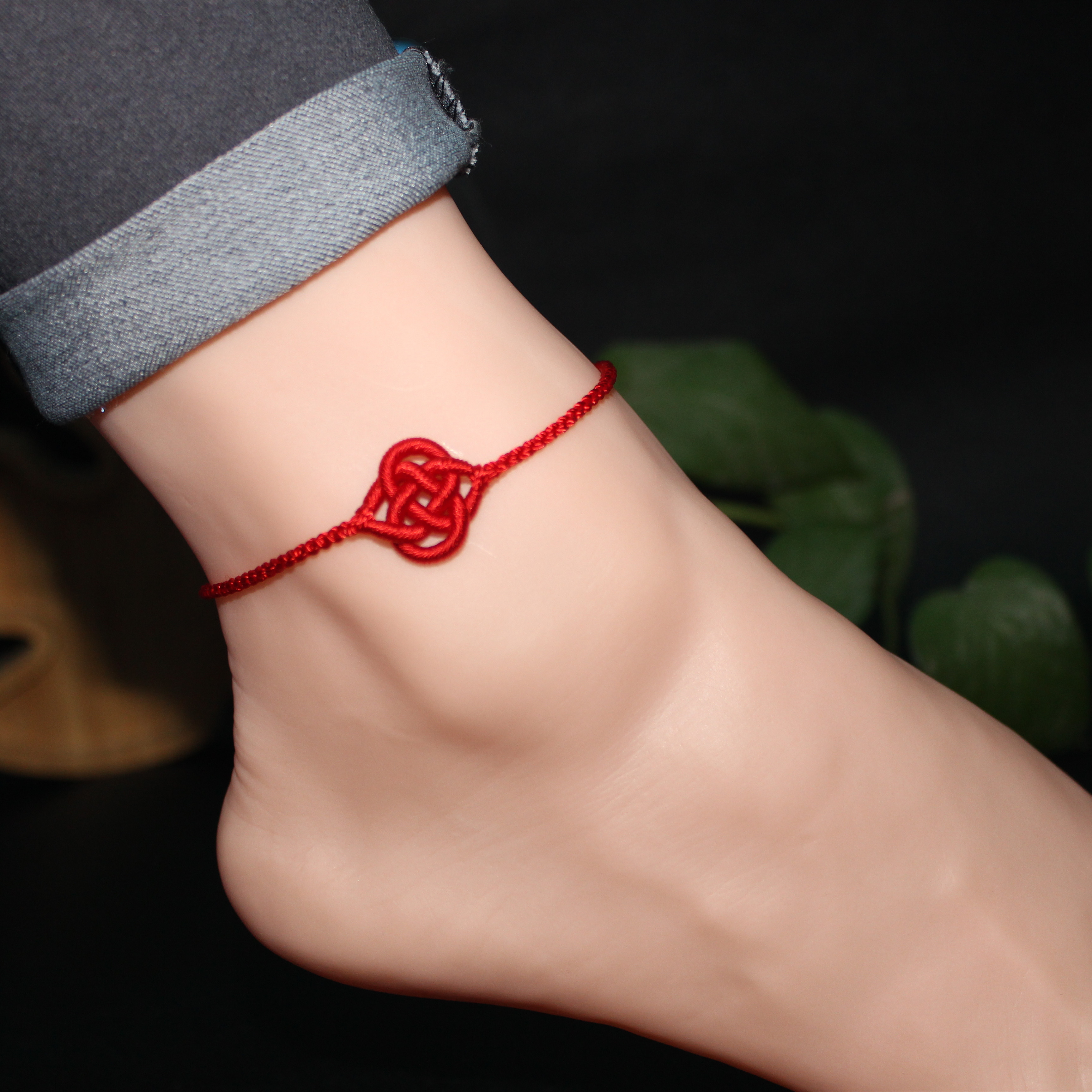 简约红绳脚链细款手工编织手链手绳脚绳男女款脚链