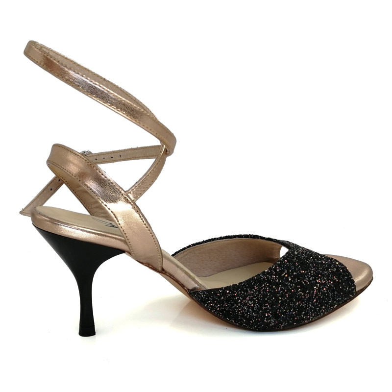 舞鞋女士黑色亮片高跟阿根廷探戈探戈舞salsa跳舞拉丁舞鞋