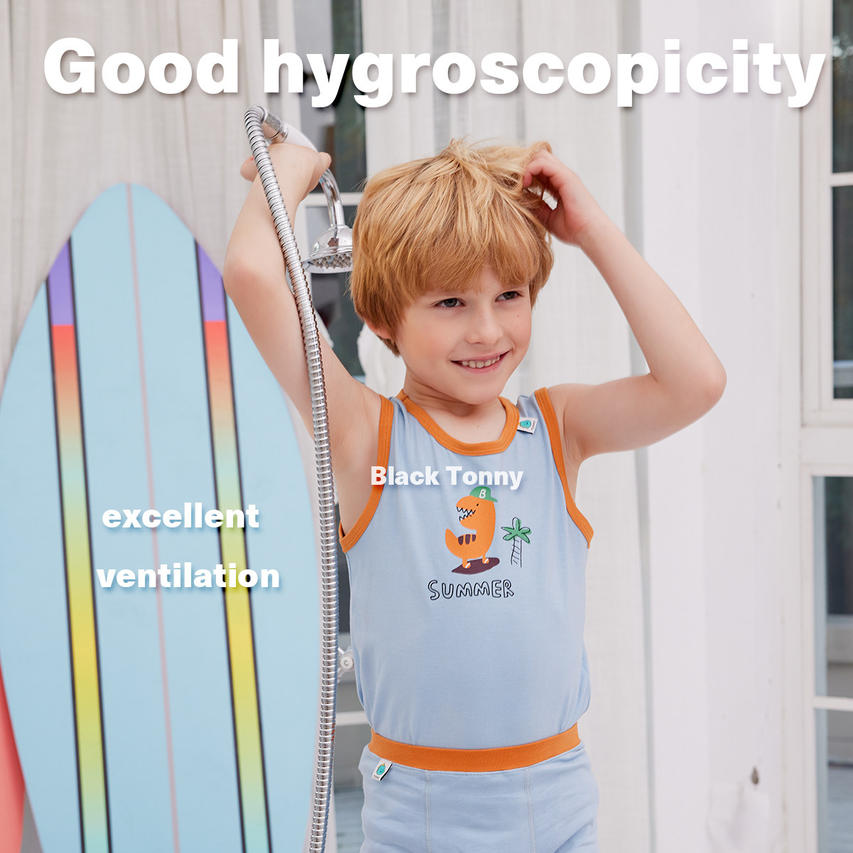 2022小黑托昵男童贴身背心纯棉莫代尔小黑托尼无袖背心吊带