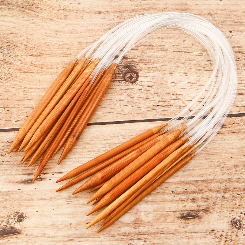 60cm炭化竹针毛衣环形针织围巾手工针编编织针