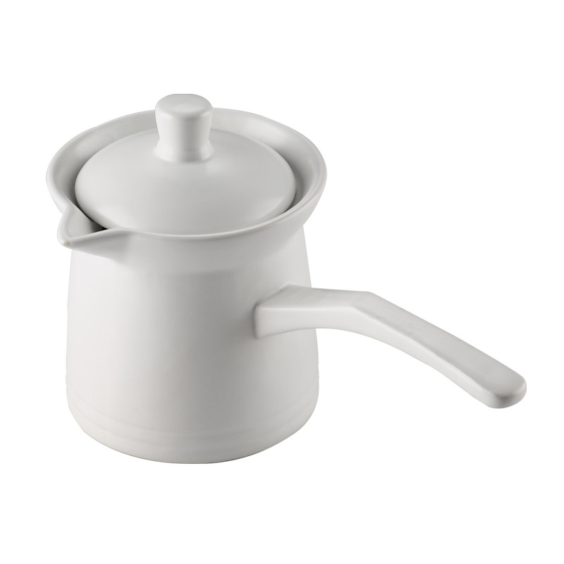 多美然陶瓷小奶锅热奶锅单柄热牛奶咖啡煮茶壶平底电陶炉家用明火