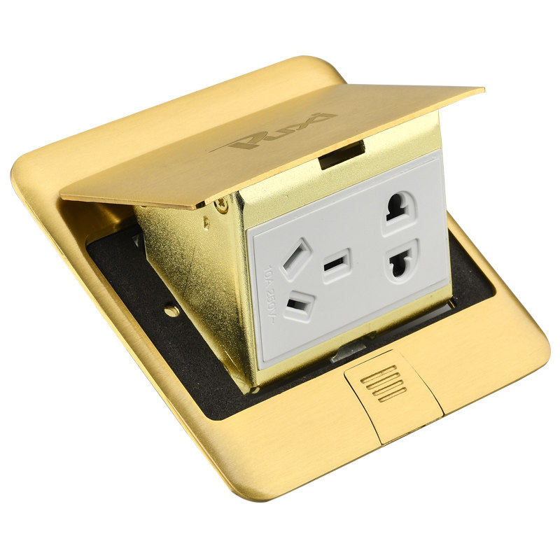 地插五孔隐形客厅插座地面弹起阻尼全铜家用地插