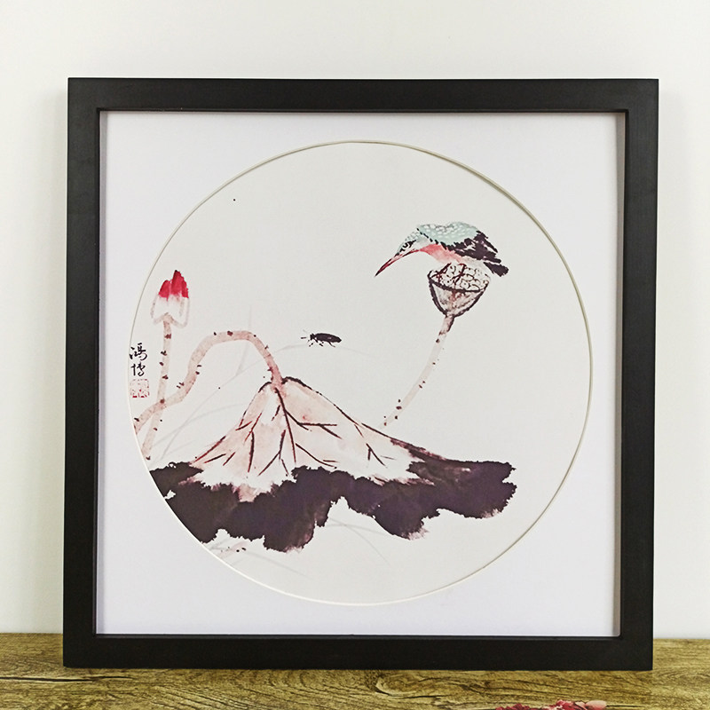 正方形装裱国画卡纸宣纸画框实木挂墙相框相框