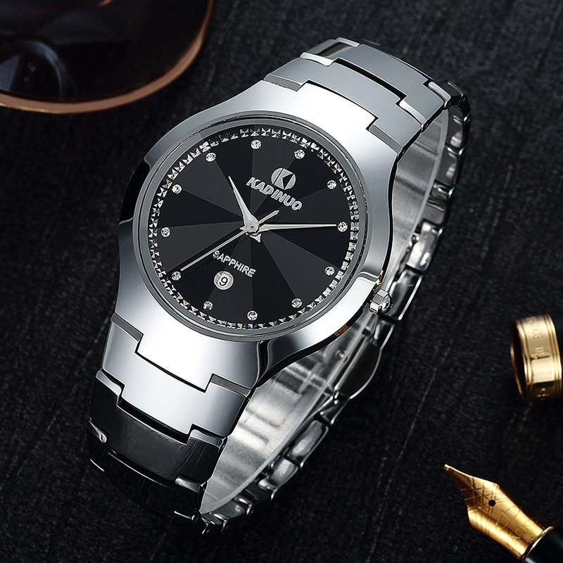 卡迪诺正品钨钢手表男士商务休闲防水石英表男表国产腕表