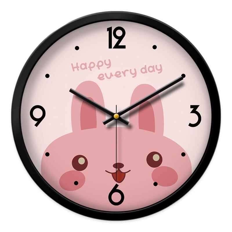 兔子挂钟孩子卧室静音时钟挂墙可爱小兔卡通挂钟