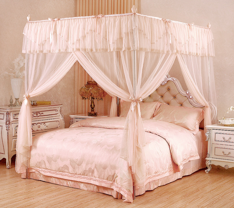 康亨落地式蚊帐三开门2米双人床方顶帐子支架蕾丝蚊帐