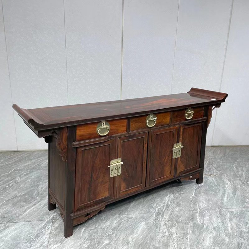 三联大红酸枝明式素面联柜交趾黄檀门厅玄关玄关台