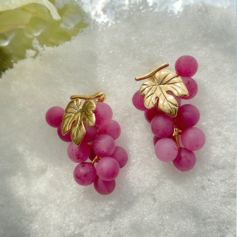 夏季耳环2022年新潮紫葡萄耳坠小众设计个性网红耳环