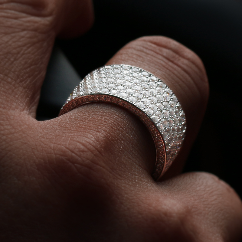 豪华大气满钻男仿真钻石戒指食指镀金结婚欧美戒指