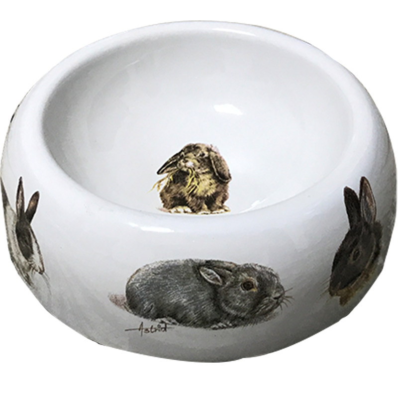 食盆兔碗兔子陶瓷兔粮碗长耳兔荷兰猪碗龙猫豚鼠食盆
