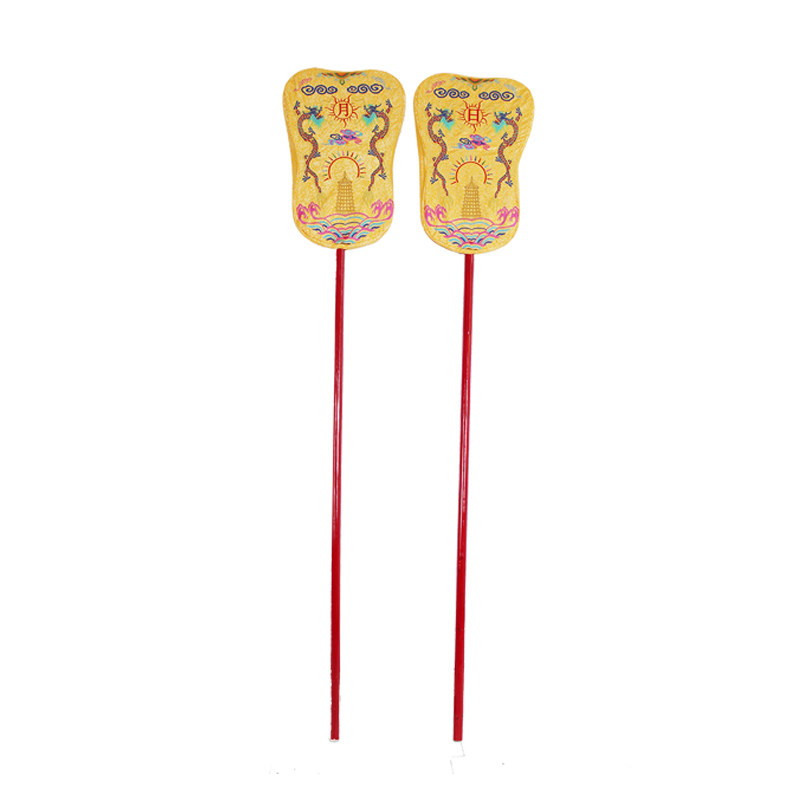 日月扇龙凤扇宗教日月伞日月掌扇一对法器戏曲道具双面刺绣