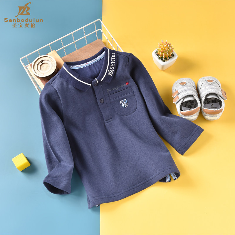 圣宝度伦宝宝长袖恤男女童纯棉翻领2020新款秋冬季t恤