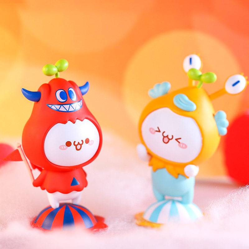 名创优品长草颜团子彩虹怪兽盲盒可爱手办公仔摆件女孩潮玩盲盒