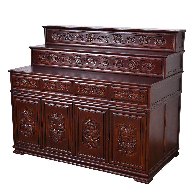 藏式密宗供桌橡木多层柜供台家用三层柜佛台实木供桌