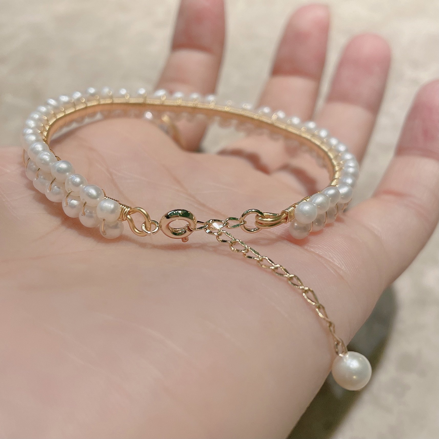 yz手作天然淡水珍珠手镯小众设计气质个性手镯