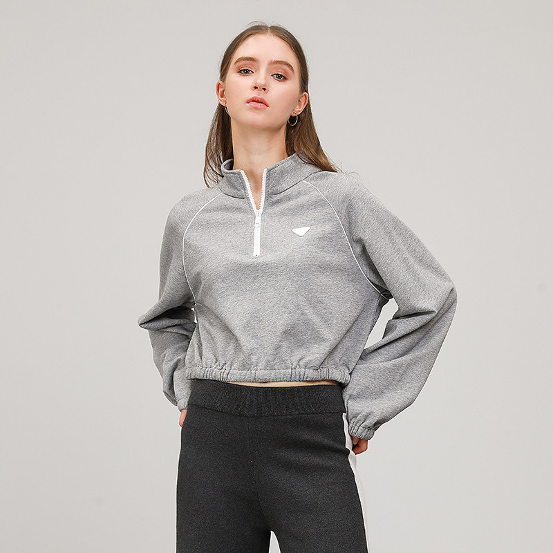 卫衣nome诺米女装套头半拉拉链立领衣摆抽绳卫衣