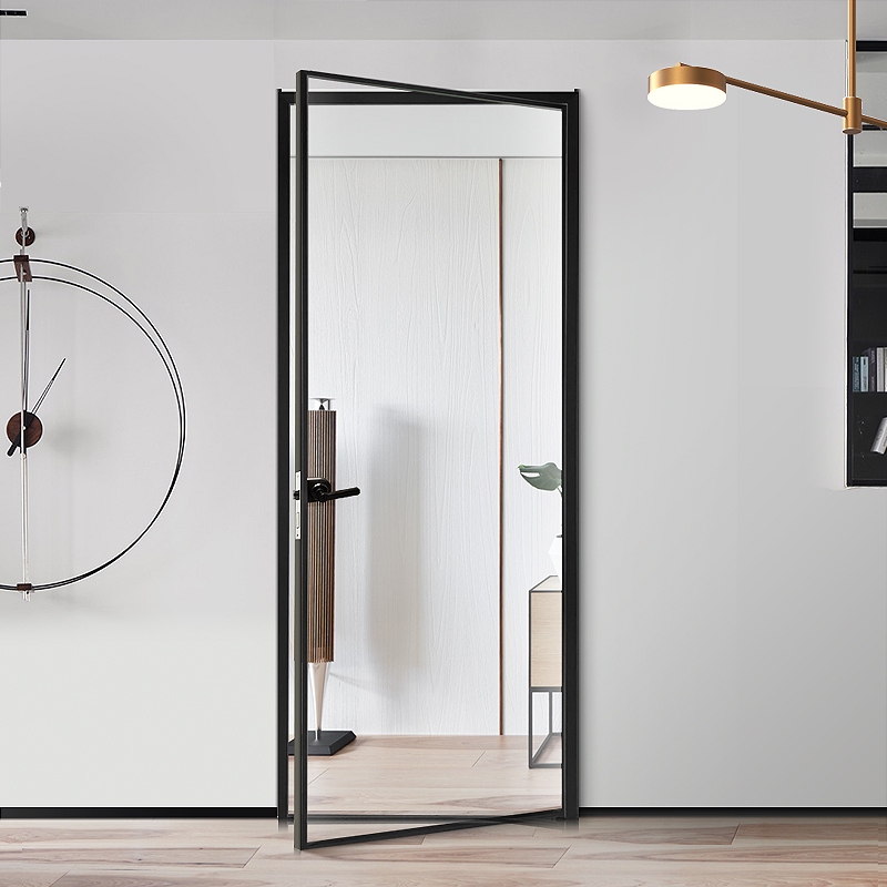 定制16a极简窄边框钛镁铝合金平开门卫生间厕所门厨房阳台玻璃门