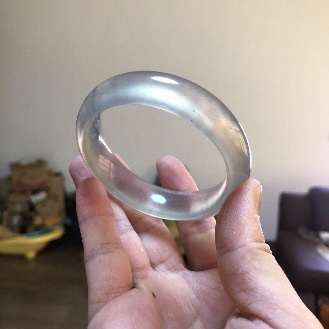 飘木雪花棉玉手镯中宽加厚带内弧度手镯