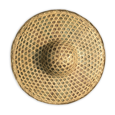 竹编圆顶斗笠 纯手工帽子平顶钓鱼防晒防雨舞台道具遮阳红军装饰