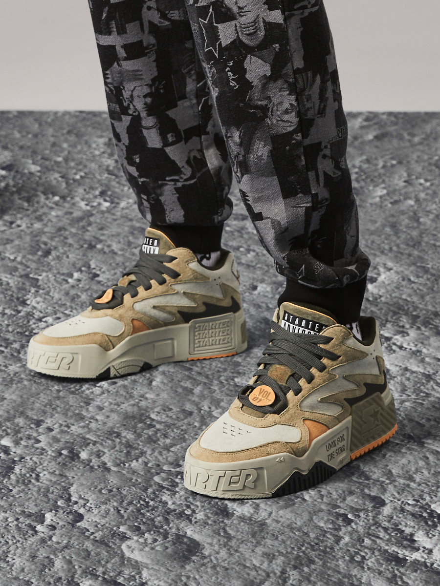 starter男女女同经典百搭拼接潮流厚底高帮反绒皮板鞋