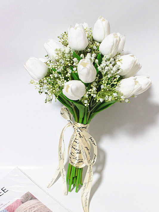 2020新款摄影道具手捧欧式新娘捧花仿真百合新娘手捧花