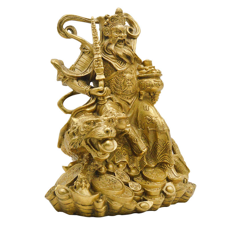 公明骑虎铜赵财神摆件金钱财神爷武财神像开业摆件
