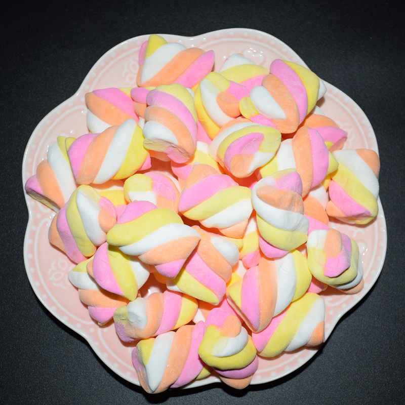 彩绳棉花糖彩色麻花麻绳蛋糕烘焙装饰原料1000g传统糖果