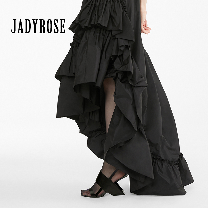 jadyrose新款2021真皮凉鞋女夏时尚镂空露趾坡跟女鞋套脚高跟鞋子 - 图1