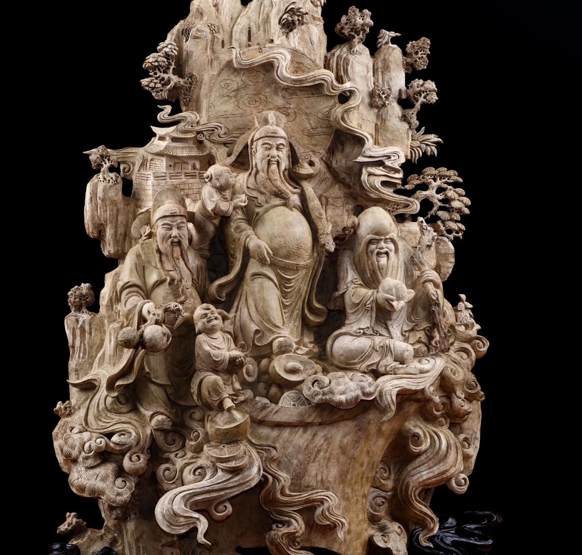 沉香木雕福禄寿星佛像三星报喜客厅供奉摆件镇木雕