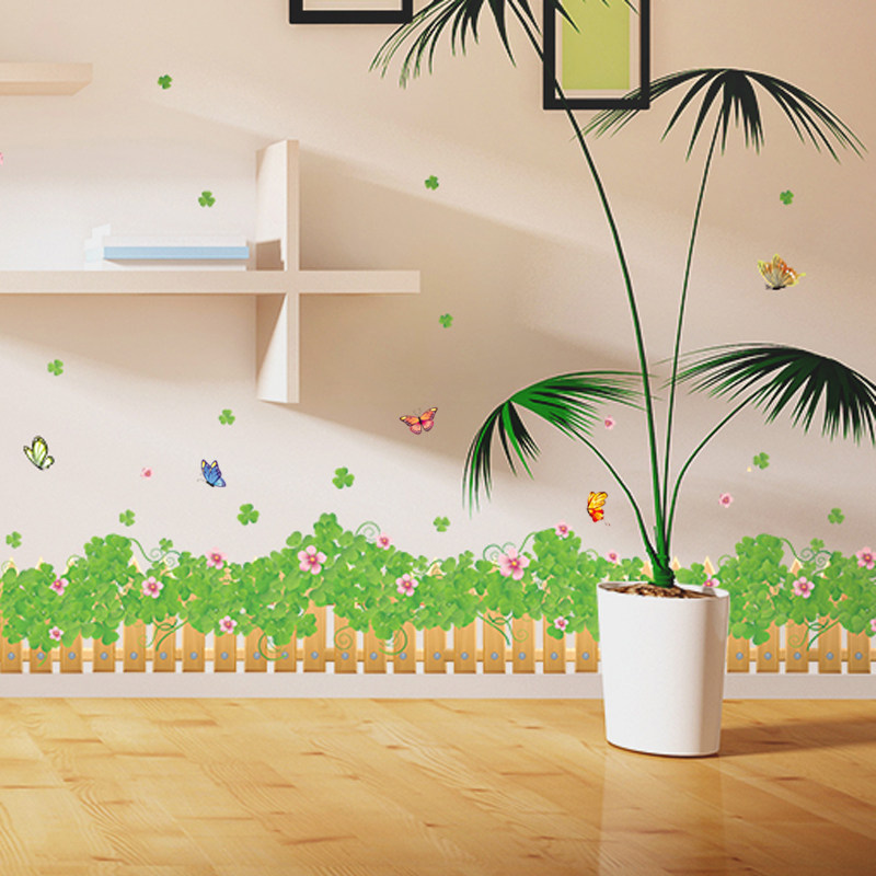 客厅卧室墙边装饰贴纸墙裙墙角踢脚线墙贴地脚线墙纸贴画自粘花草