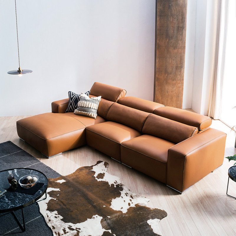 纳威真皮沙发可调节靠背沙发贵妃转角皮艺沙发客厅整装大气软沙发