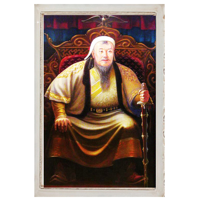 钻石画成吉思汗方钻铁木真圆钻竖版贴钻点钻十字绣蒙古英雄人物 - 我