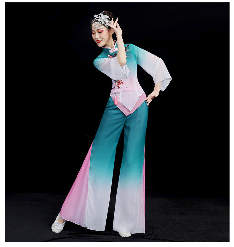 秧歌舞蹈服装新款套装古典舞演出服女飘逸民族广场扇子舞现代独舞