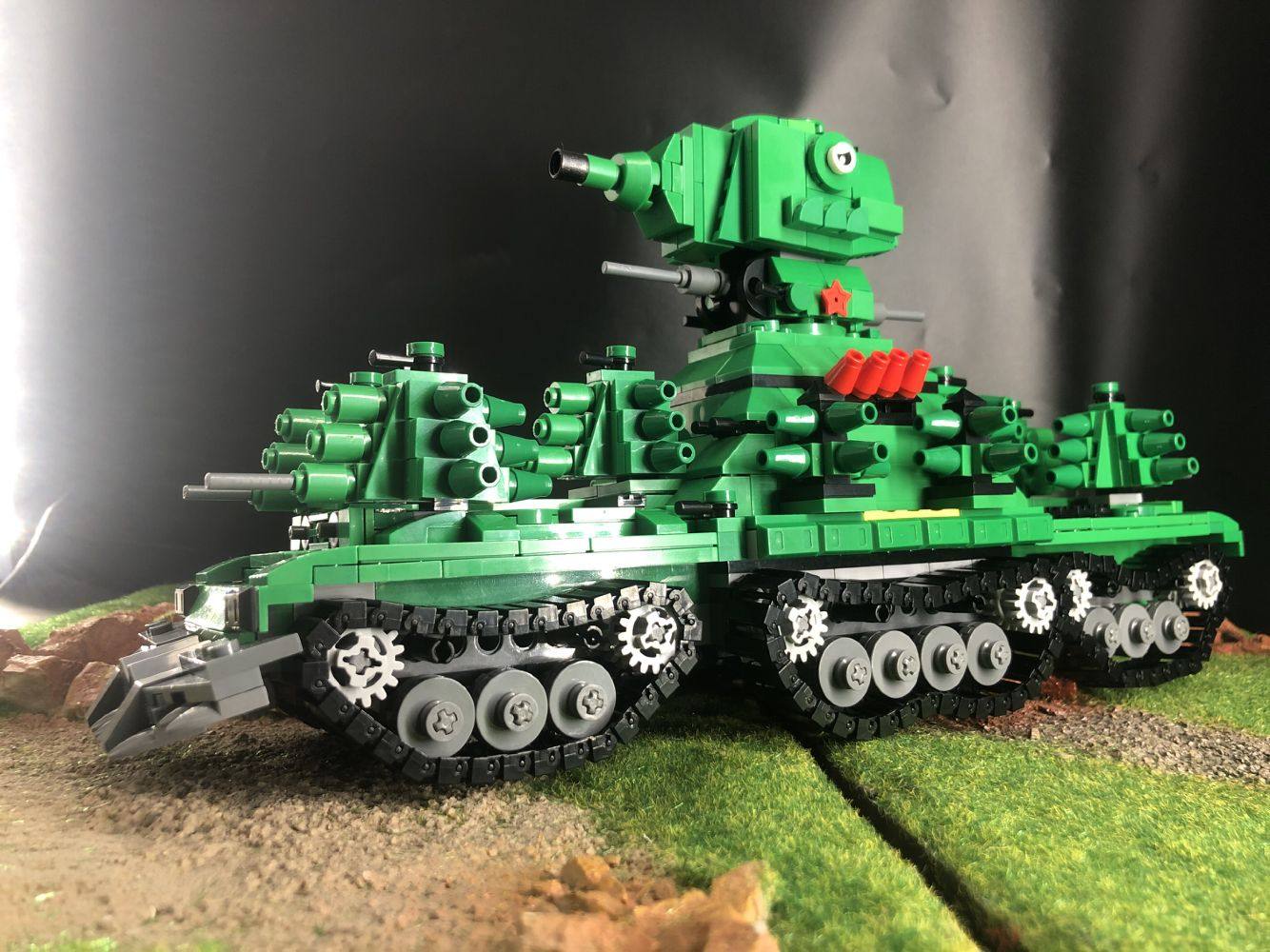 柒彩创意moc二战军事苏军kv44巨鼠p1000重型塑料积木