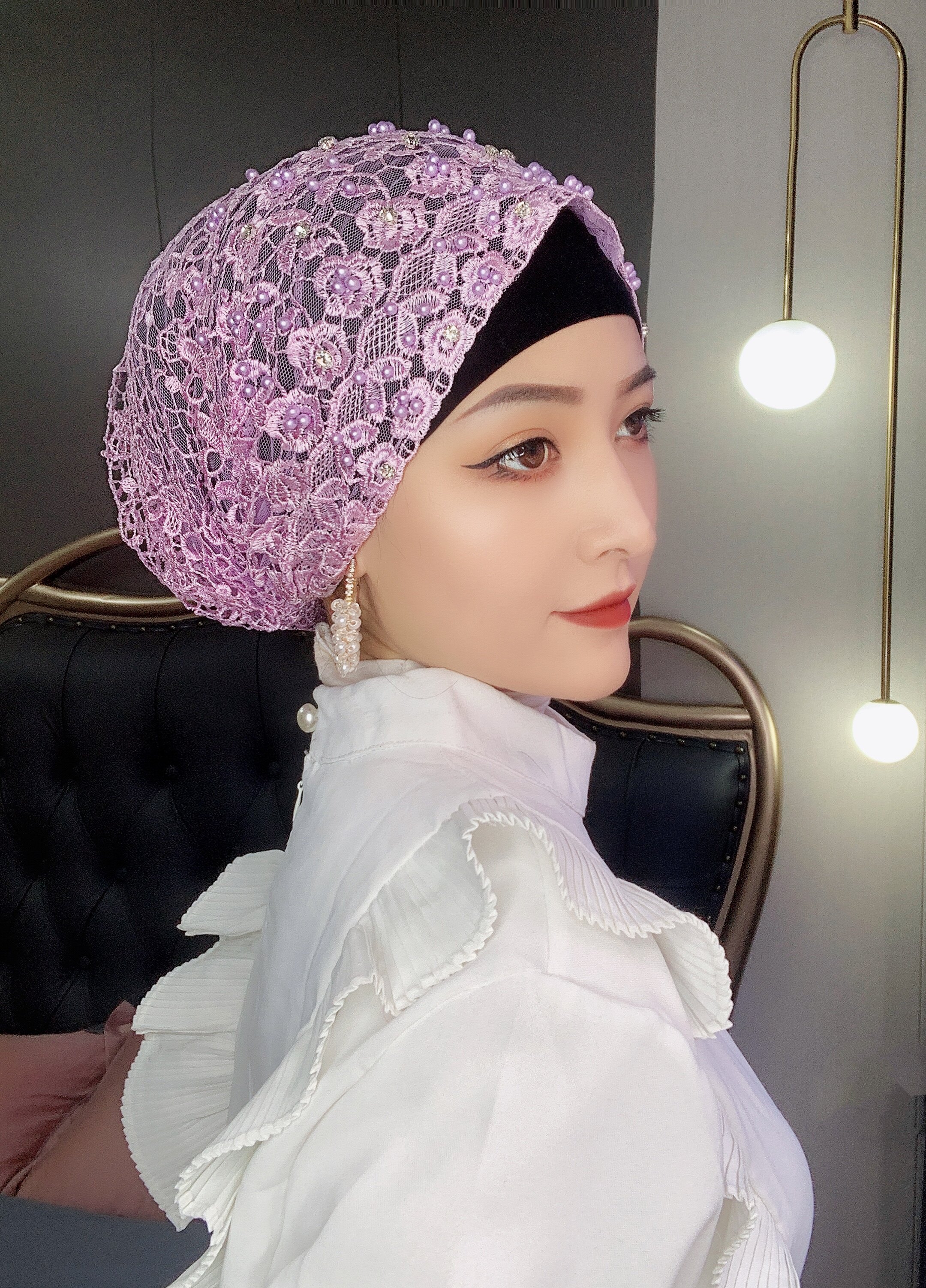 盖头女回头巾帽子新款雅思米尼时尚纱巾遮发包头帽子