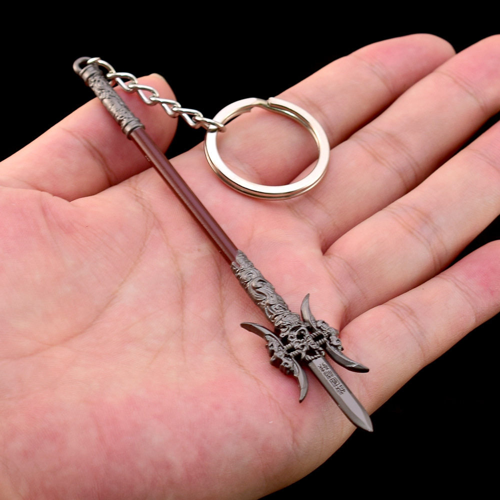 完美世界动漫周边石昊黄金战戟22cm金属武器模型儿童玩具摆件