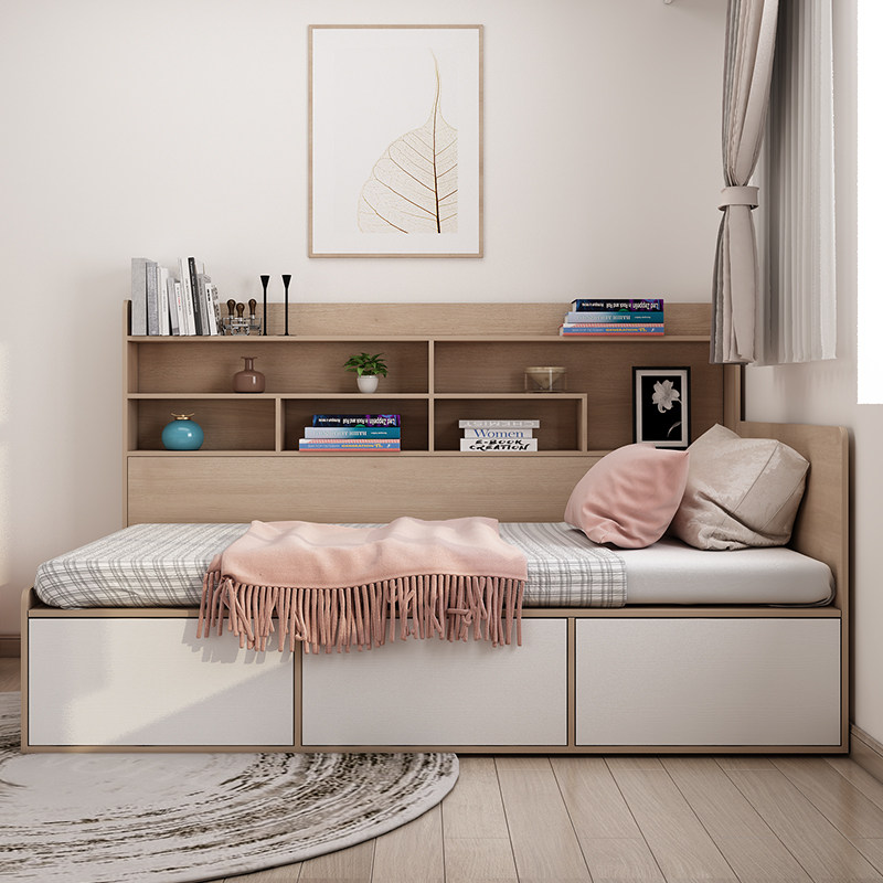 简约小户户型储物床带侧柜全屋定制制单人高板式床