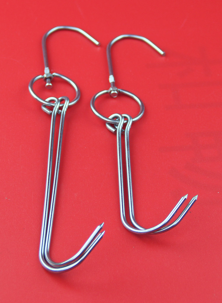 烤鸭包邮不锈钢钩子挂钩双钩环勾烧烤鸡烤禽夹子烧烤夹