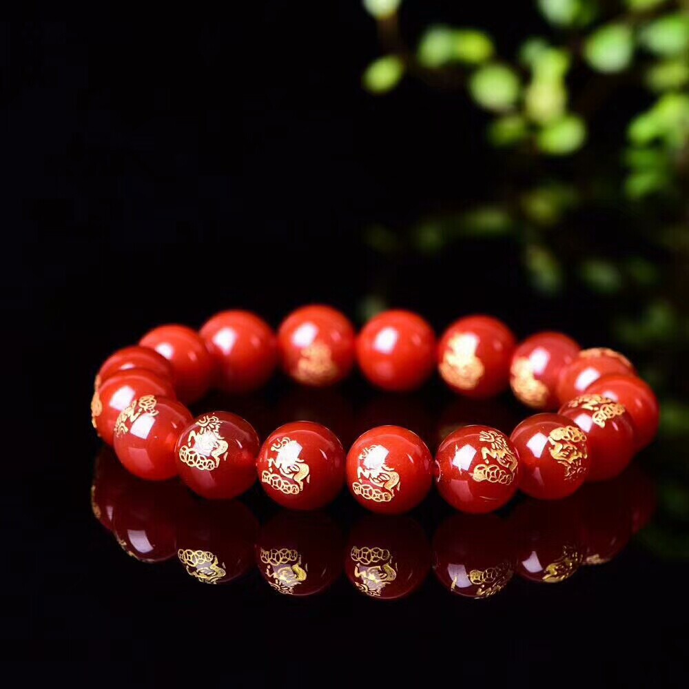 天然玛瑙麒麟手链男款佛珠手串女水晶情侣饰品手链