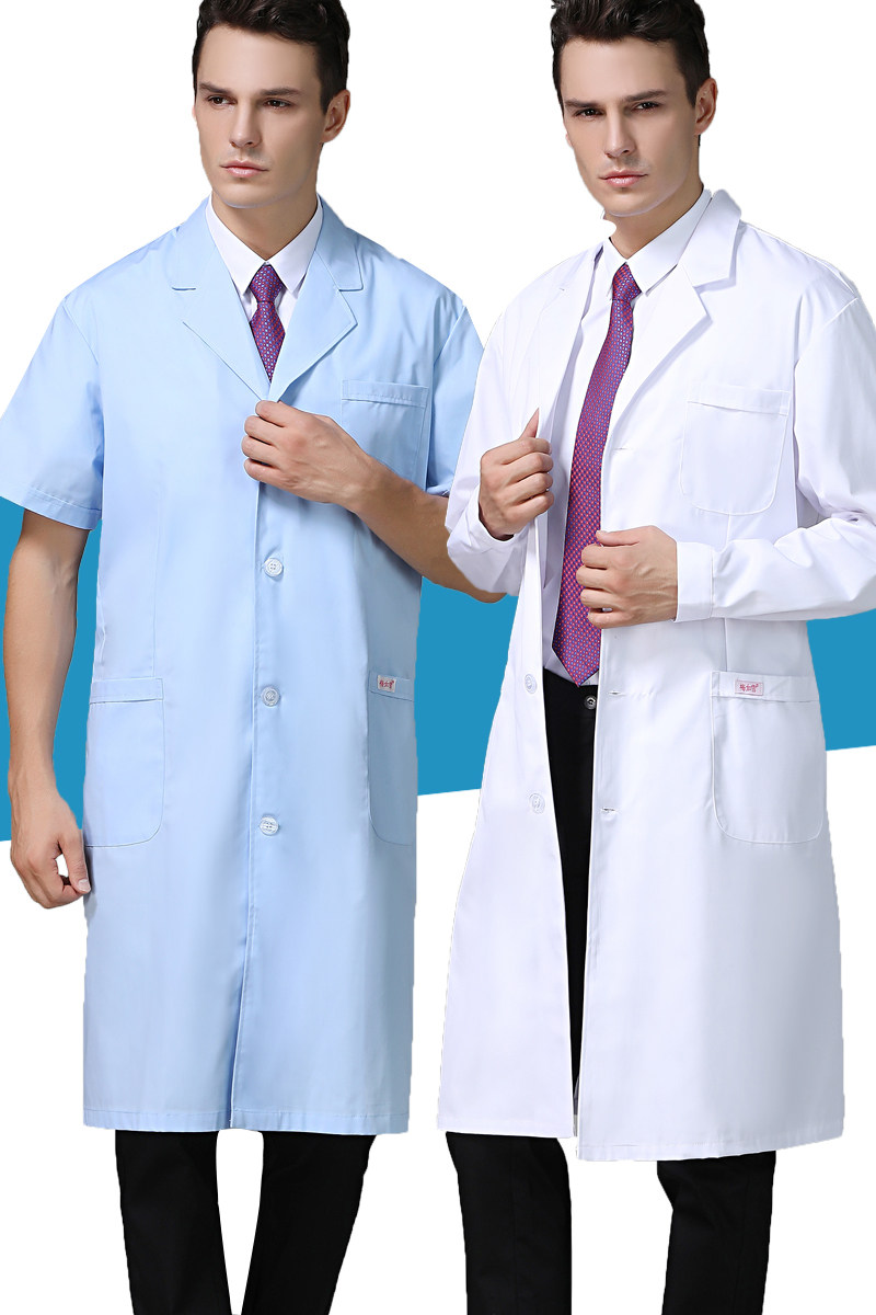 纯白白医生服夏白大褂短袖实验隔离纯蓝长袖医生医护制服