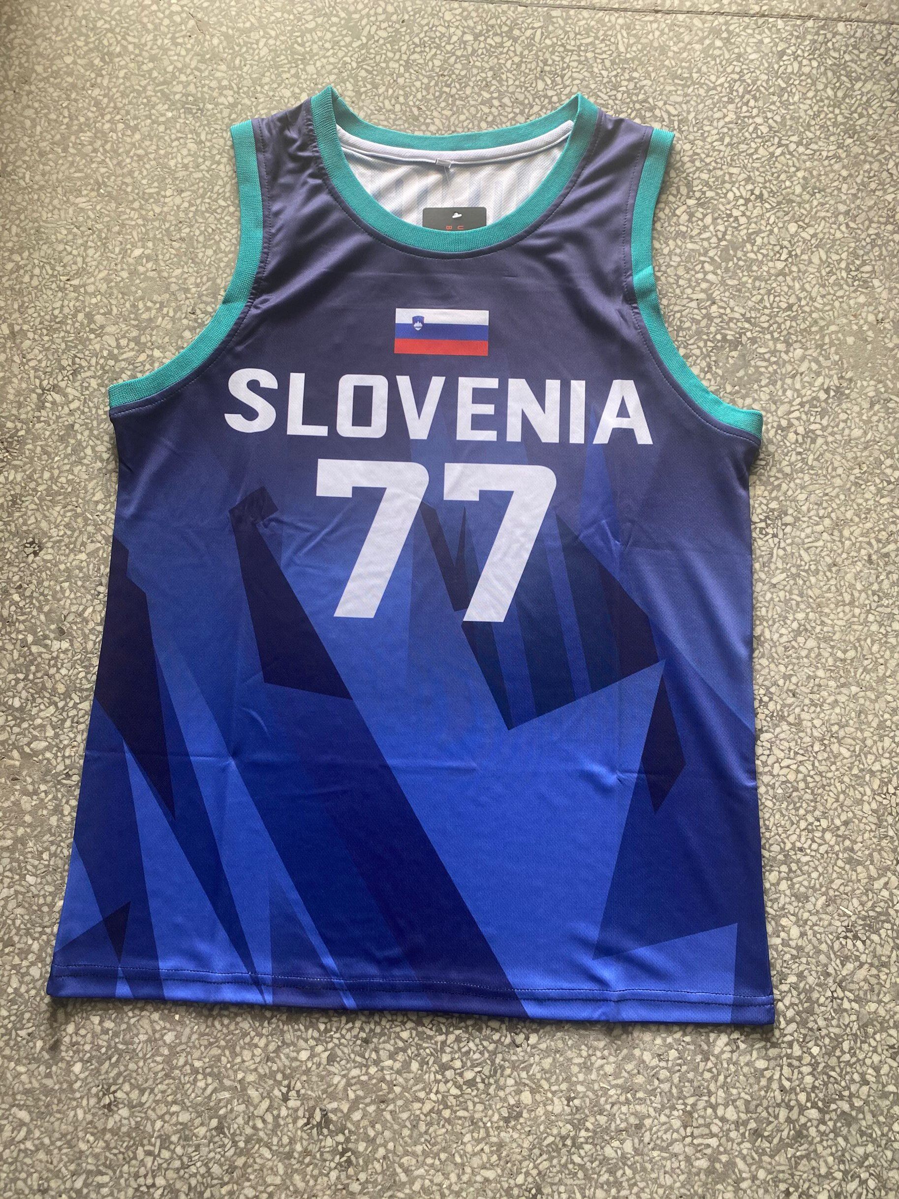 卢卡77号篮球蓝色色彩白色彩球衣7号doncicluka篮球服