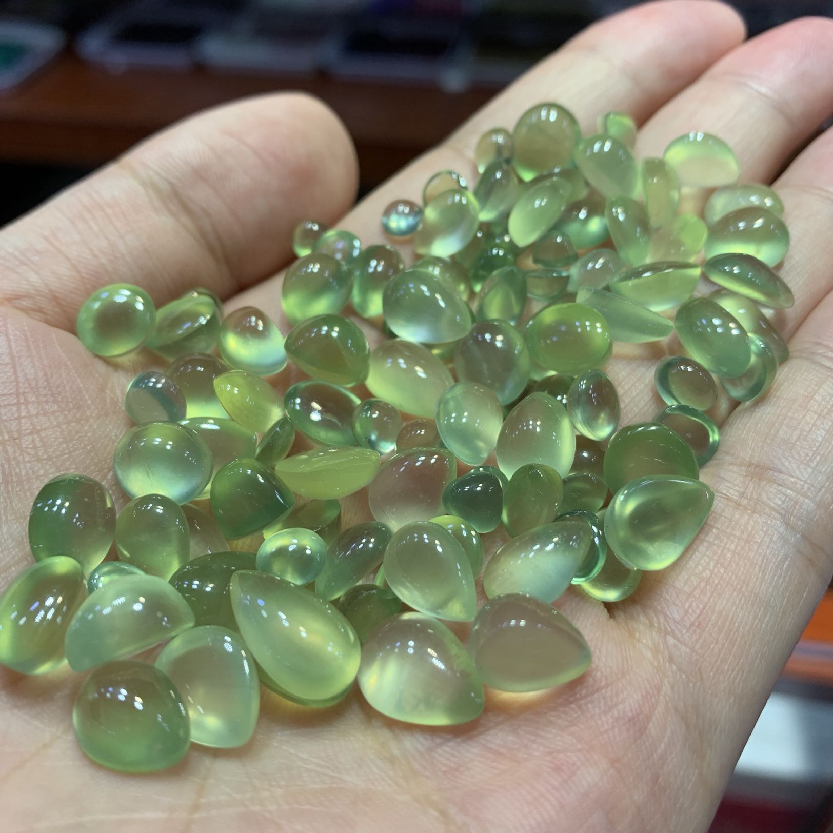 天然葡萄石戒面裸石镶嵌戒指吊坠项链椭圆形彩色项坠