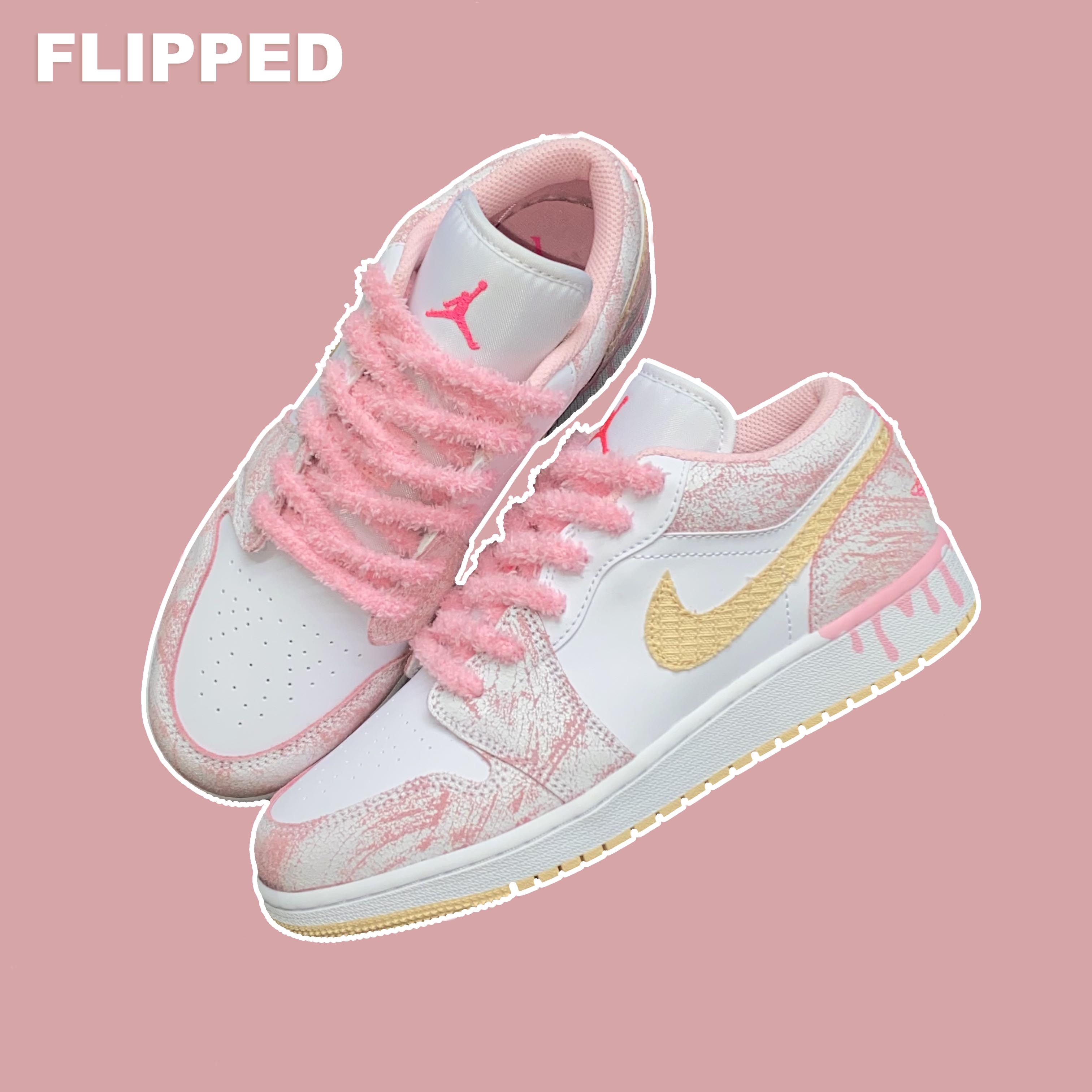 flippedstore原创适配1970saf1aj1mid薄荷钻石粉色毛绒绒鞋带鞋带