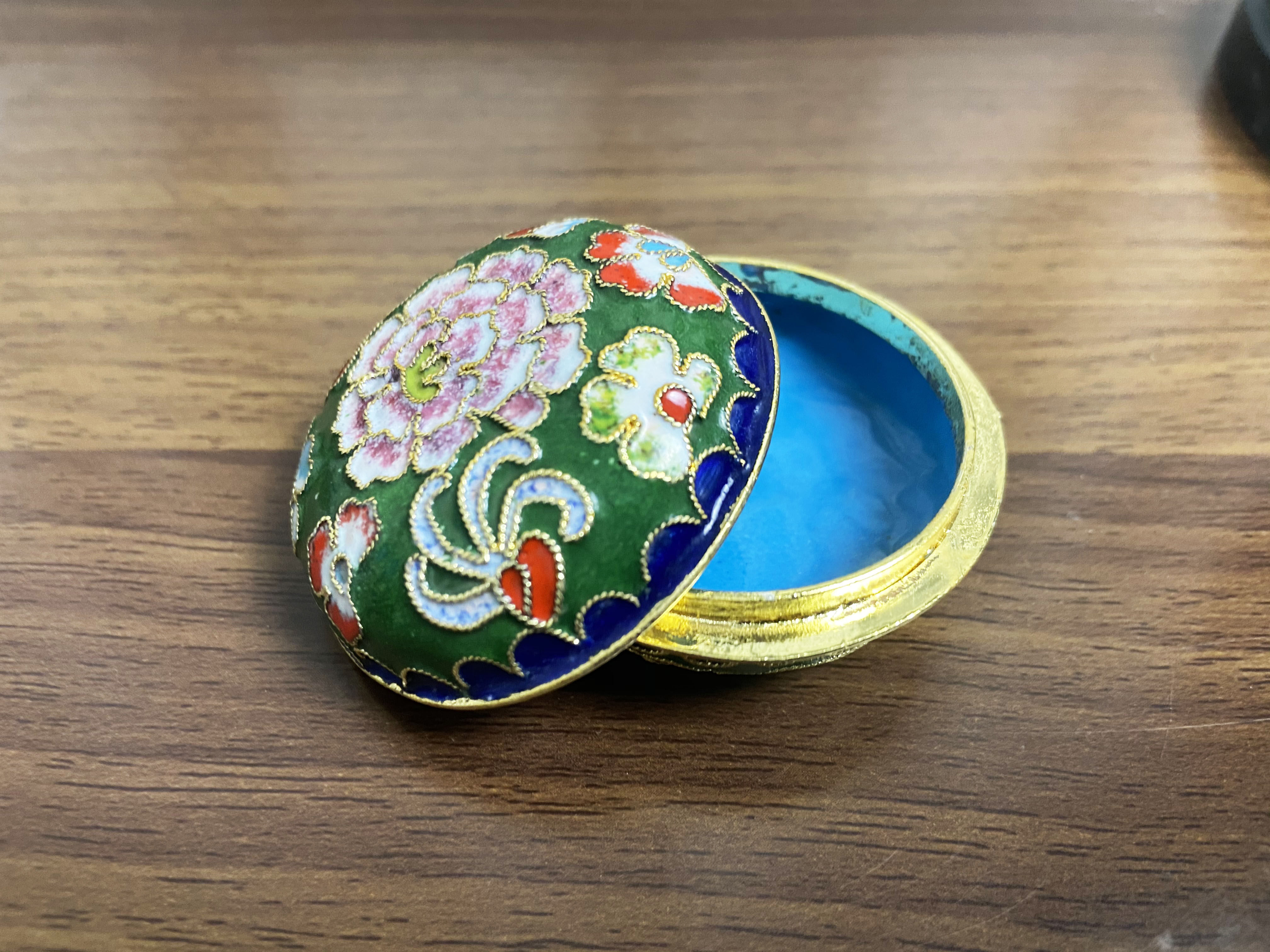 景泰蓝掐丝珐琅镀金小粉粉盒首饰盒工艺品摆件礼品景泰蓝