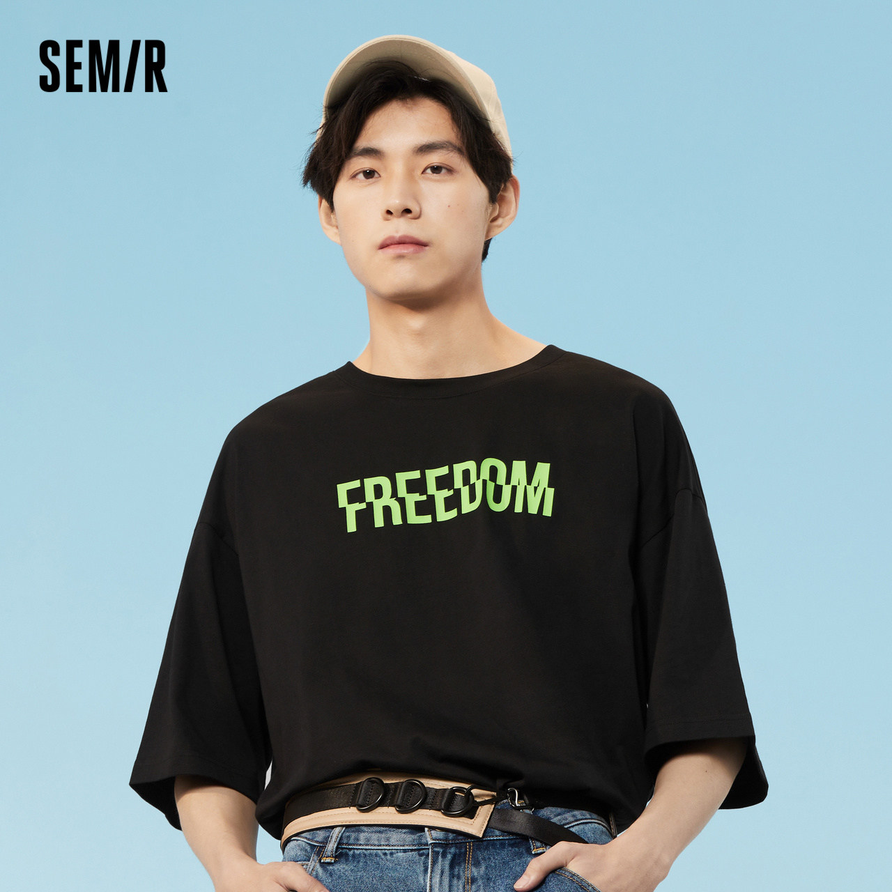 森马短袖恤男2021夏季新款后背字母印花男士t恤